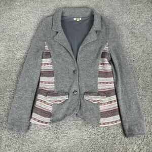 Ett Twa Blazer Jacket Womens L Wool Knit Fair Isle Anthropologie Button Front